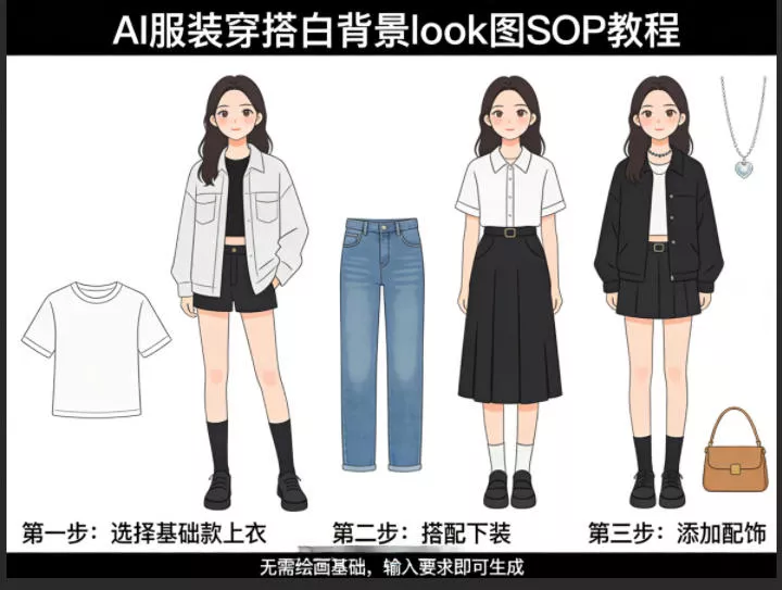 AI服装穿搭白背景look图SOP教程，不用会画画，提几句具体要求，AI就能还你一个奇迹 - 付费阅读