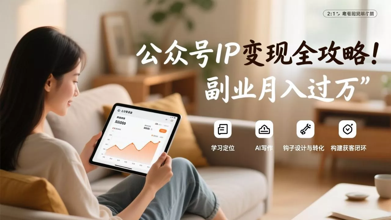 公众号IP变现全攻略，学习定位、AI写作、钩子设计与转化，构建获客闭环，副业月入过万 - 付费阅读