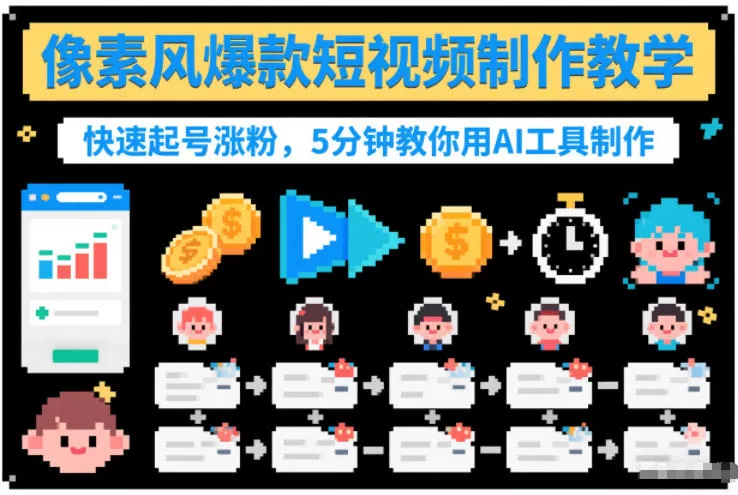 像素风爆款短视频制作教学，快速起号涨粉，5分钟教你用AI工具制作 - 付费阅读