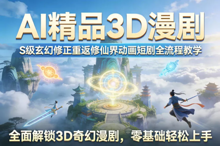 AI精品3D漫剧S级玄幻修正重返修仙界动画短剧全流程教学，全面解锁3D奇幻漫剧，零基础轻松上手 - 付费阅读