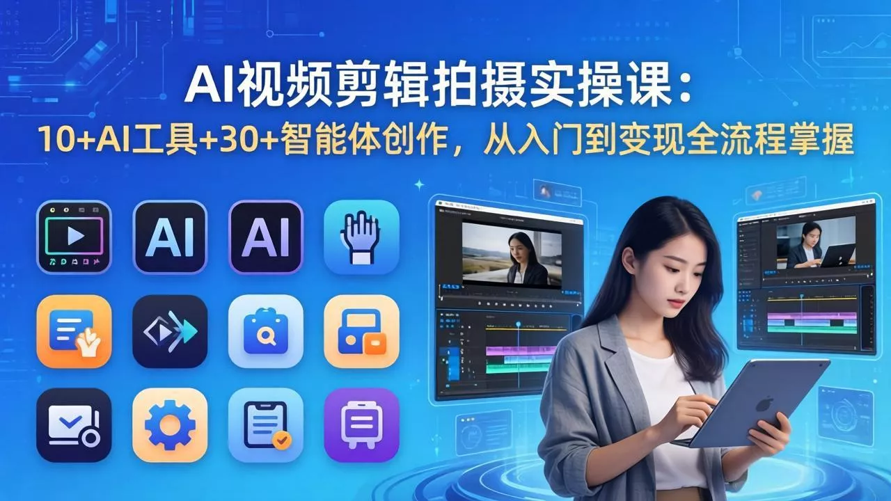 AI 视频剪辑拍摄实操课：10+AI工具+30+智能体创作，从入门到变现全流程掌握 - 付费阅读
