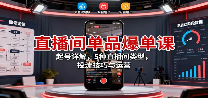 直播间单品爆单课：起号详解，5种直播间类型，投流技巧与运营 - 付费阅读