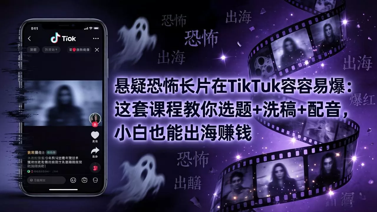 悬疑恐怖长片在TikTok最容易爆：这套课程教你选题+洗稿+配音，小白也能出海赚钱 - 付费阅读