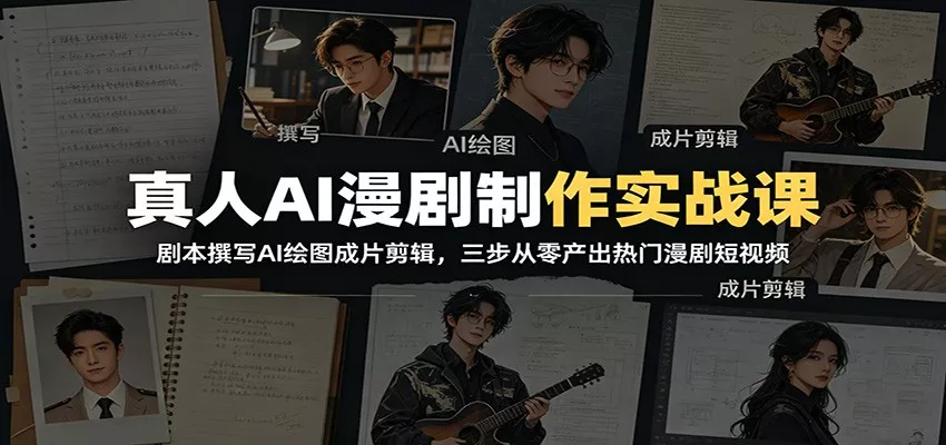 真人AI漫剧制作实战课：剧本撰写AI绘图成片剪辑，三步从零产出热门漫剧短视频 - 付费阅读