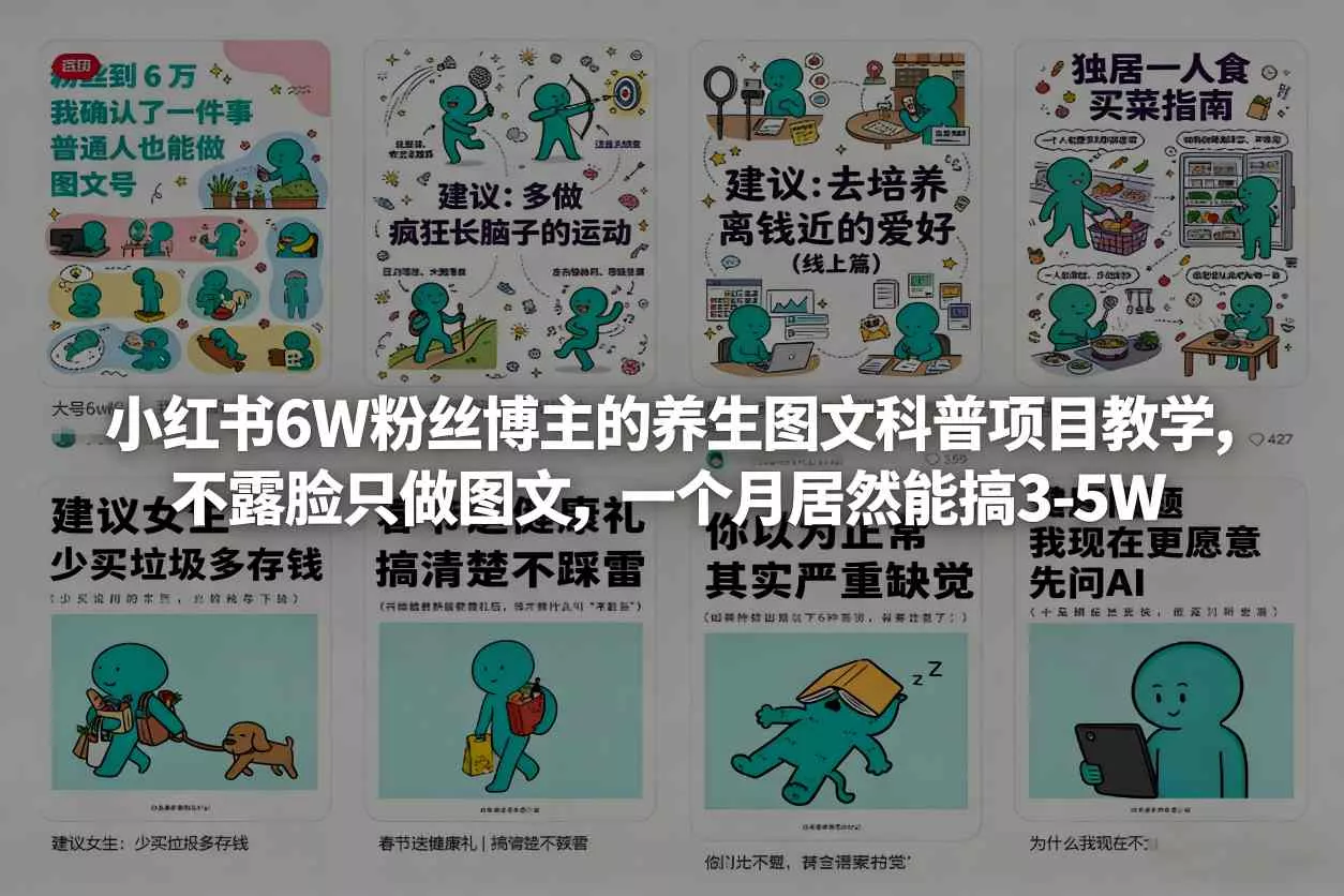 小红书6W粉丝博主的养生图文科普项目教学，不露脸只做图文，一个月居然能搞3-5W - 付费阅读