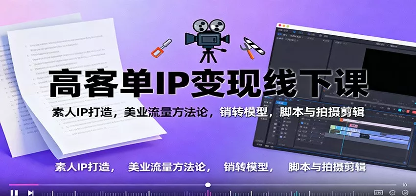 高客单IP变现线下大课：素人IP打造，美业流量方法论，销转模型，脚本与拍摄剪辑 - 付费阅读