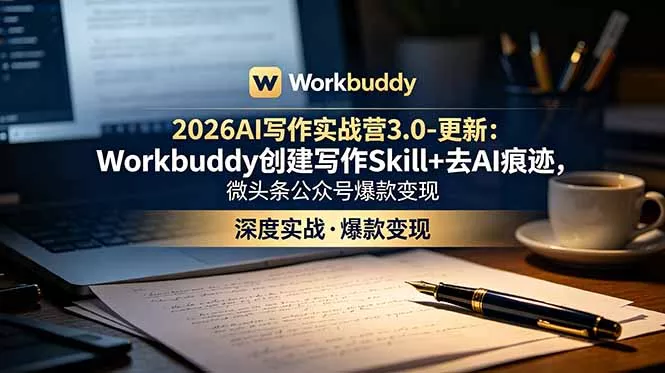 2026AI写作实战营3.0-更新：Workbuddy创建写作Skill+去AI痕迹，微头条公众号爆款变现 - 付费阅读