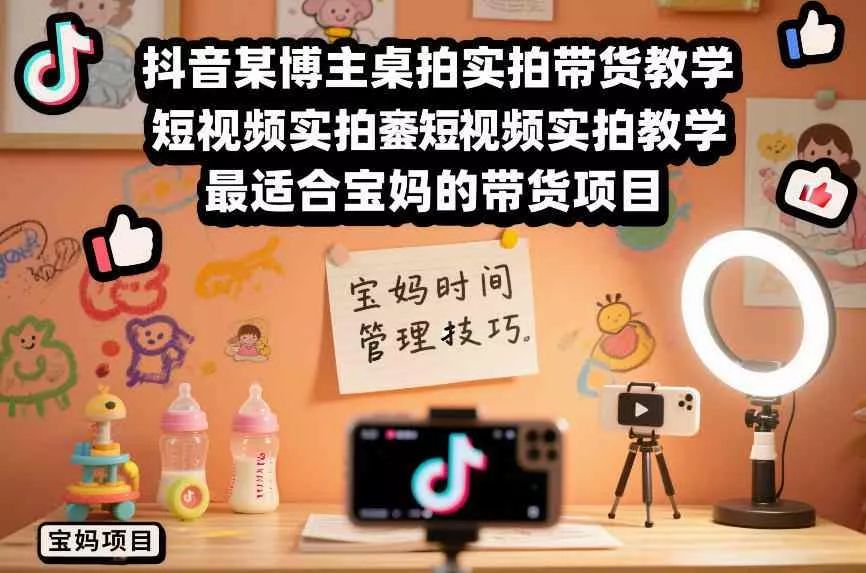 抖音某博主桌拍实拍带货教学，短视频实拍教学，最适合宝妈的带货项目 - 付费阅读