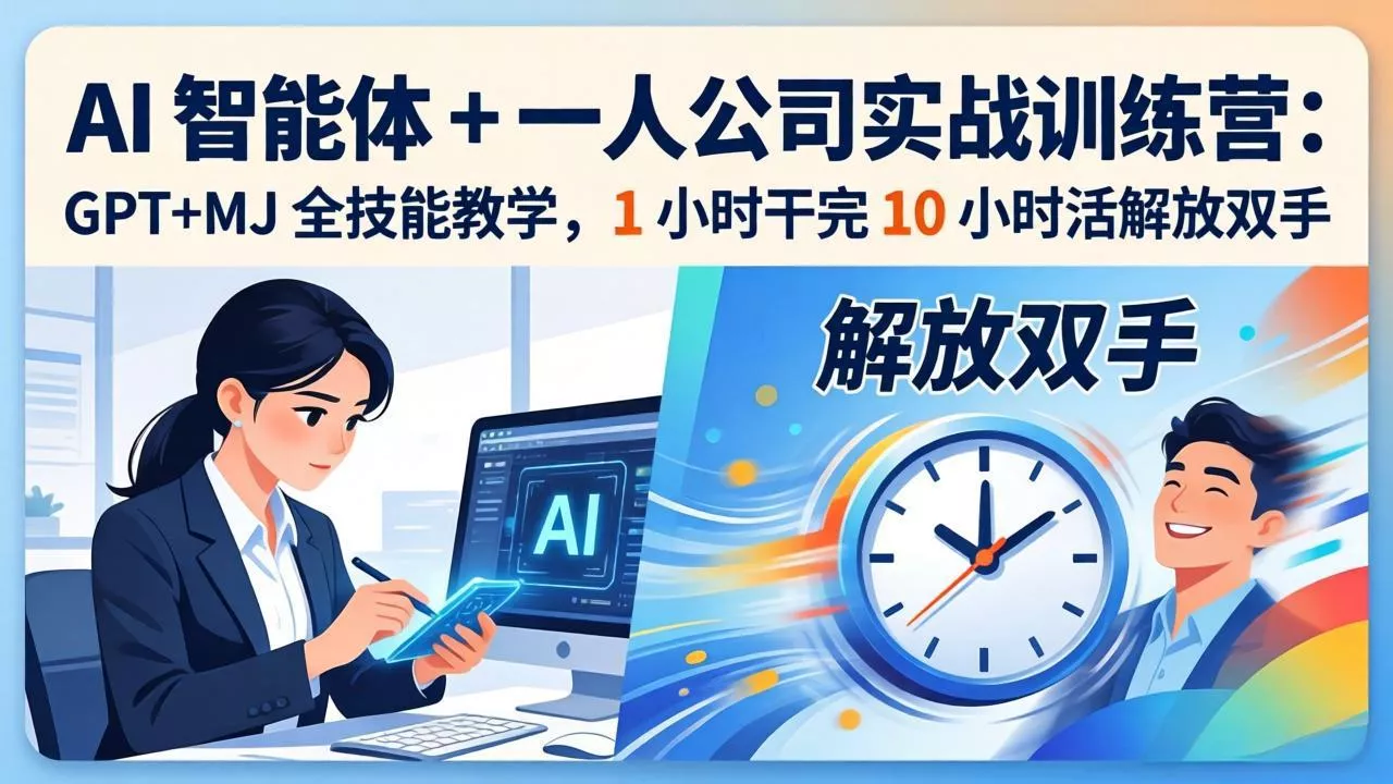 AI 智能体 + 一人公司实战训练营：GPT+MJ 全技能教学，1 小时干完 10 小时活解放双手 - 付费阅读