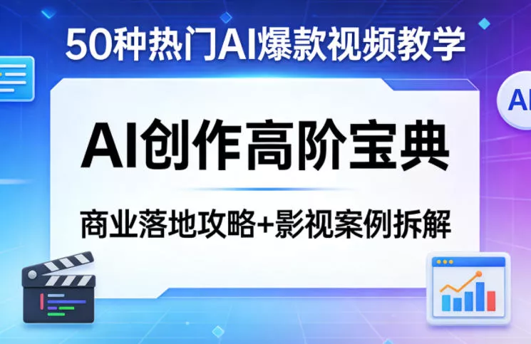 50种热门AI爆款视频教学，AI创作高阶宝典，商业落地攻略+影视案例拆解 - 付费阅读