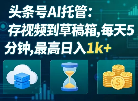 头条号AI托管，我存视频到你草稿箱，每天5分钟，最高日入1k+【揭秘】 - 付费阅读