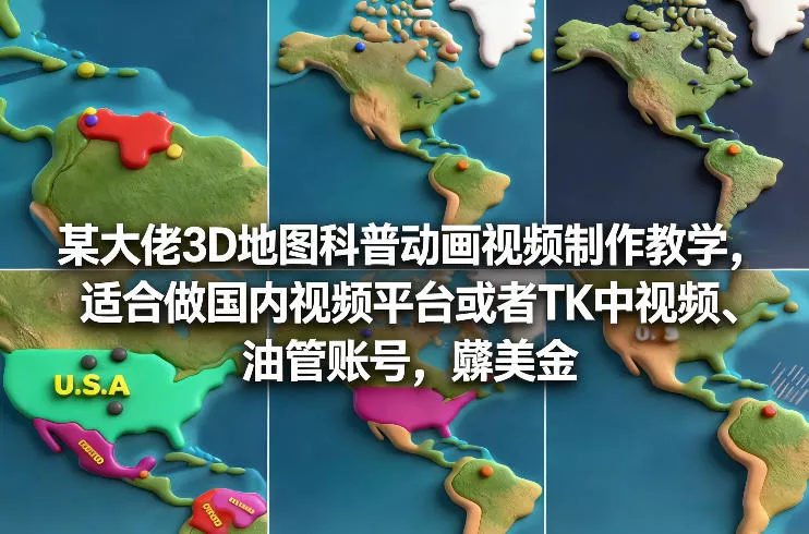 某大佬3D地图科普动画视频制作教学，适合做国内视频平台或者TK中视频、油管账号，賺美金 - 付费阅读