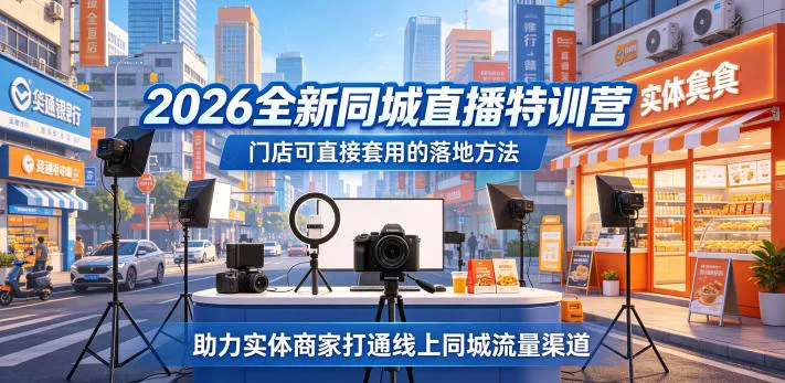 2026全新同城直播特训营，门店可直接套用的落地方法，助力实体商家打通线上同城流量渠道 - 付费阅读