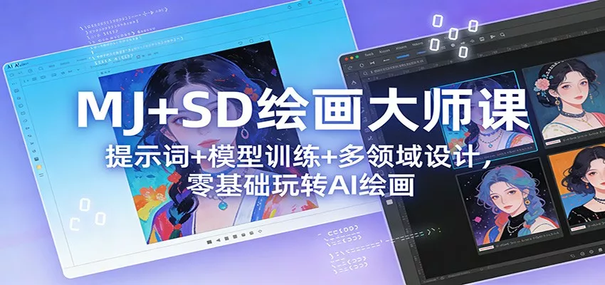MJ+SD绘画大师课：提示词+ 模型训练+多领域设计，零基础玩转AI绘画 - 付费阅读