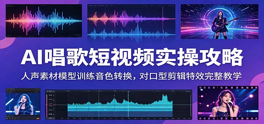 AI唱歌短视频实操攻略：人声素材模型训练音色转换，对口型剪辑特效完整教学 - 付费阅读